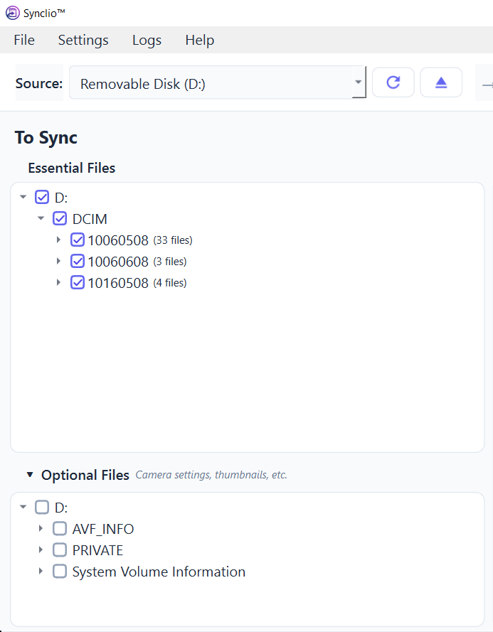 Smart file filtering — only real media selected
